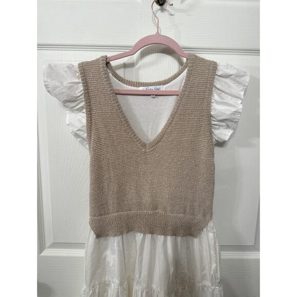 Anthropologie Sofie the Label Clover Mixed Knit Flutter Sleeve Midi Dress, S - Picture 5 of 10